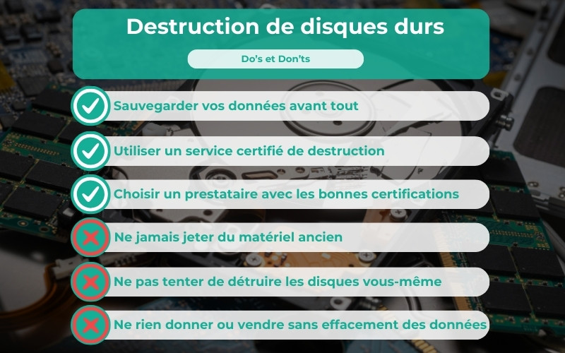 Destruction de disques durs les do’s et don’ts